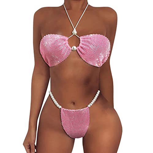 Bikini deux pièces violet en mesh à nouer, taille unique femme sexy pour la plage