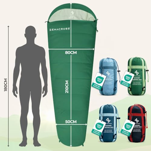 Schlafsack Erwachsene Kinder Sommerschlafsack 100GSM 900g Grün – Ansicht 6