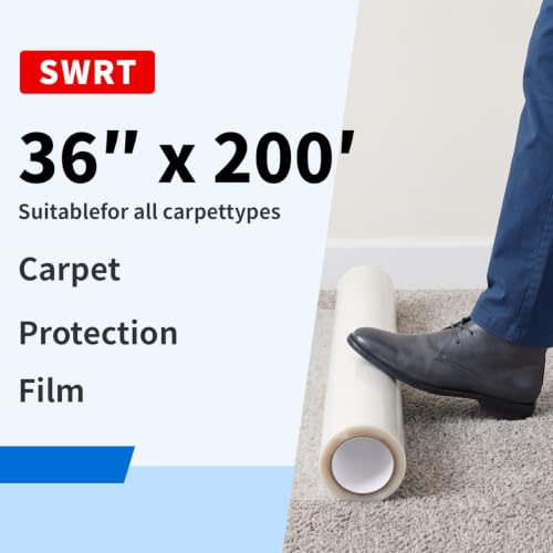 SWRT Carpet Protection Film - Self Adhesive Plastic Protector 36" x 200' by SWRT - Used condition - Image 2