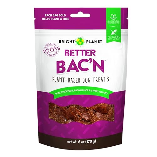 Bright Planet Pet Plant-Based Dog Training Treats (6oz) - Low-Calorie, Soft Chew, Healthy Dog Treats - Clean-Label, Sustainable Ingredients - Adult Pet & Puppy Essentials - USA Made (Better Bac’n)