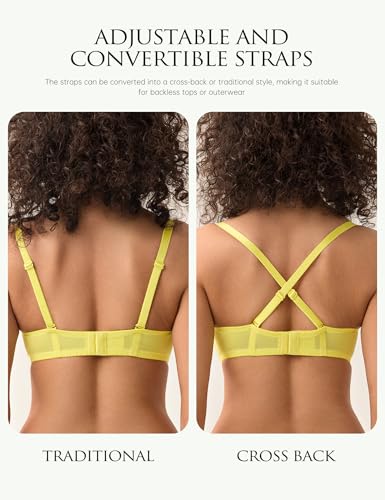 Image of Wingslove Women's Sexy Lace Bra Demi Sheer Mesh Balconette See Through Bralette Unlined Underwire Embroidered