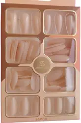 Sabrina Sato Unhas Postiças, Kit com 96 Peças e 4 Modelos Diferentes.Aplicação Rápida e Prática! (Nude)