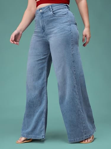 Image of Miss Chase A+ Women's Wide-Leg High Rise Regular-Length Stretchable Denim Jeans