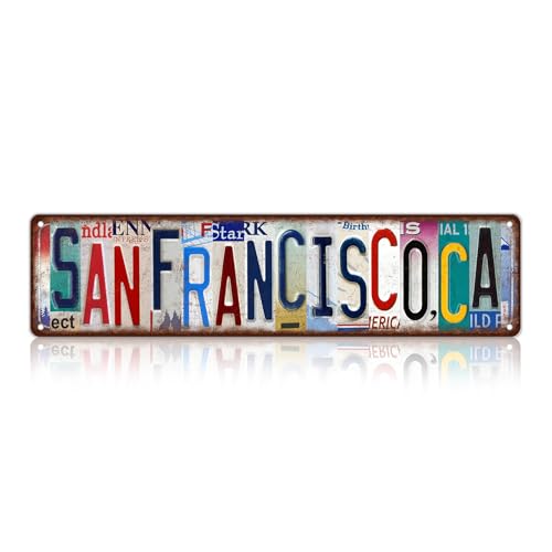 TREEPERI Vintage City Street Sign San Francisco,CA Wall Decor Metal Tin Signs for Bar Home Bedroom Garage