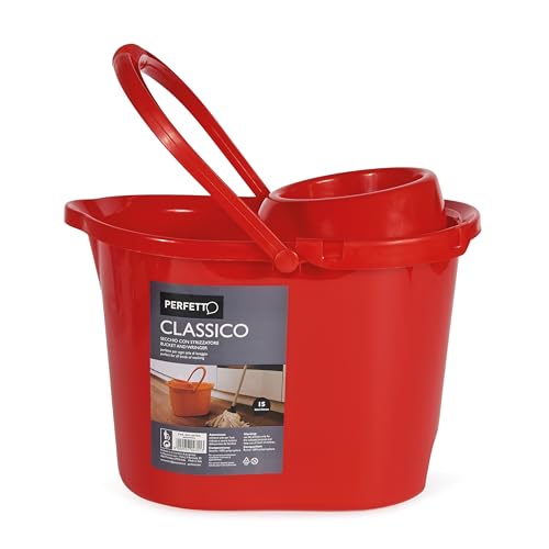Perfetto Classico Secchio con Strizzatore, Plastica, Rosso, 39x28x30.5 cm