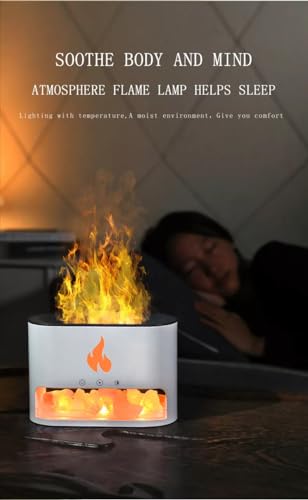 Image of QIWA Flame Aroma Diffuser & Cool Mist Humidifier with Himalayan Salt Crystals | 7-Color Ambient Night Light | Essential Oil Fragrance Diffuser for Home, Bedroom, Office, Living Room & Relaxation