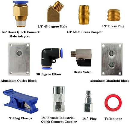 FORNAX Air Line Kit with14-Piece Air Push To Connect Kit, 100ft 1/2 inch OD Nylon Tubing, Air Piping System Industrial Type Quick Connect Coupler and Plug - Image 2
