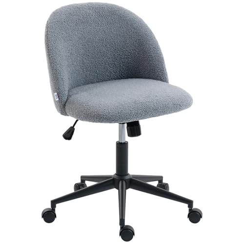 HOMCOM Silla de escritorio, silla de oficina giratoria con altura ajustable, ruedas, espuma de alta elasticidad, función de inclinación, para el estudio en casa, dormitorio, tocador de maquillaje,