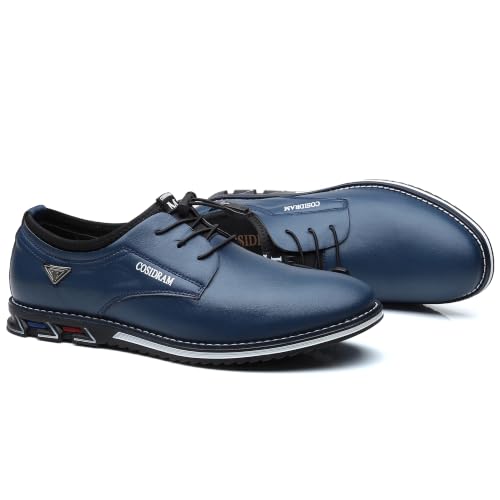 Image of COSIDRAM Mens Business Dress Shoes Casual Slip-on Comfort Walking Shoes | Practical elastic quick-lace design, sleek upper silhouette, easy to match jeans and trousers for business casual daily looks