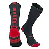Pearsox Bolt Basketball Football Volleyball Crew Socks Hot Pink, Black (S/M)