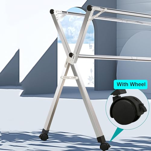 Séchoir à linge pliable extérieur acier inoxydable robuste 200 cm réglable - 6