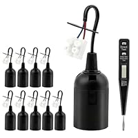 Sudnsadaks 10 Stücke Lampenfassung E27 mit Kabel, Baulampe, Baufassung, Renovierfassung, Baustellenfassung, Ersatzfassung mit Spannungsprüfer, Bau Lampenfassung, Ideal für DIY Projekte, Schwarz