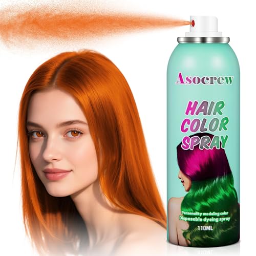 Image of Orange Hair Spray,Hair Color Spray Dye,Grey Temporary Hair Color Dye for Kids Women Men,Hairspray Color Pomades,Washable Color HairSpray for Party, Cosplay,Halloween,Christmas. (Orange)