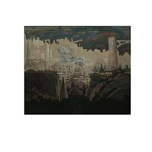 JZSDGB Mikalojus Konstantinas Ciurlionis wydruki - znane na całym świecie reprodukcje malarskie plakat 'Prelude'Giclee wydruk na płótnie - symboliczna sztuka ścienna, dekoracyjne obrazy 40 x 48 cm, bez ramy