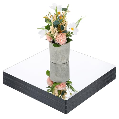 12pcs Acrylic Square Mirror Centerpieces for Tables 12 x 12 Bulk Mirror Tray Candle Holder Tray 2mm Thick Mirrors Tiles for Dining Table Wedding Decoration Christmas Decoration