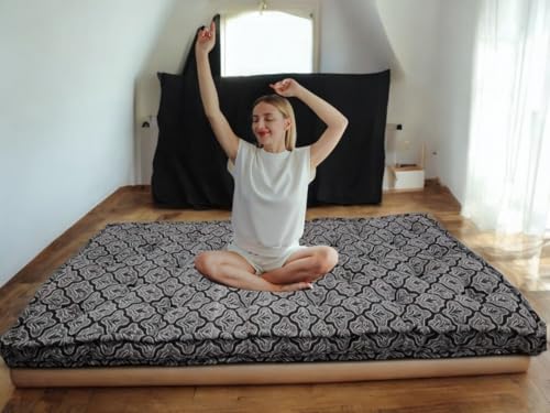 Image of Adim's Soft Cotton Box Quilt Mattress | Mattress Offers a Combination of Comfort, Durability and Style,Making it an Excellent for a restful Night's Sleep (Brown Jacquard Design, 36X72 X5 Inches)