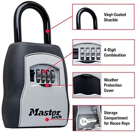 Diagram showing features of Master Lock key box