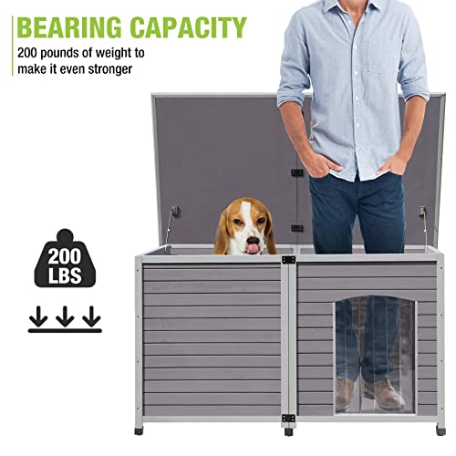 Gutinneen Dog House Outdoor 100% Insulated, Heated Wooden Dog Kennel For Winter, Indoor Cat House Weatherproof-200% Thicker Than Normal Dog Crate（59.1" L） #TOP3