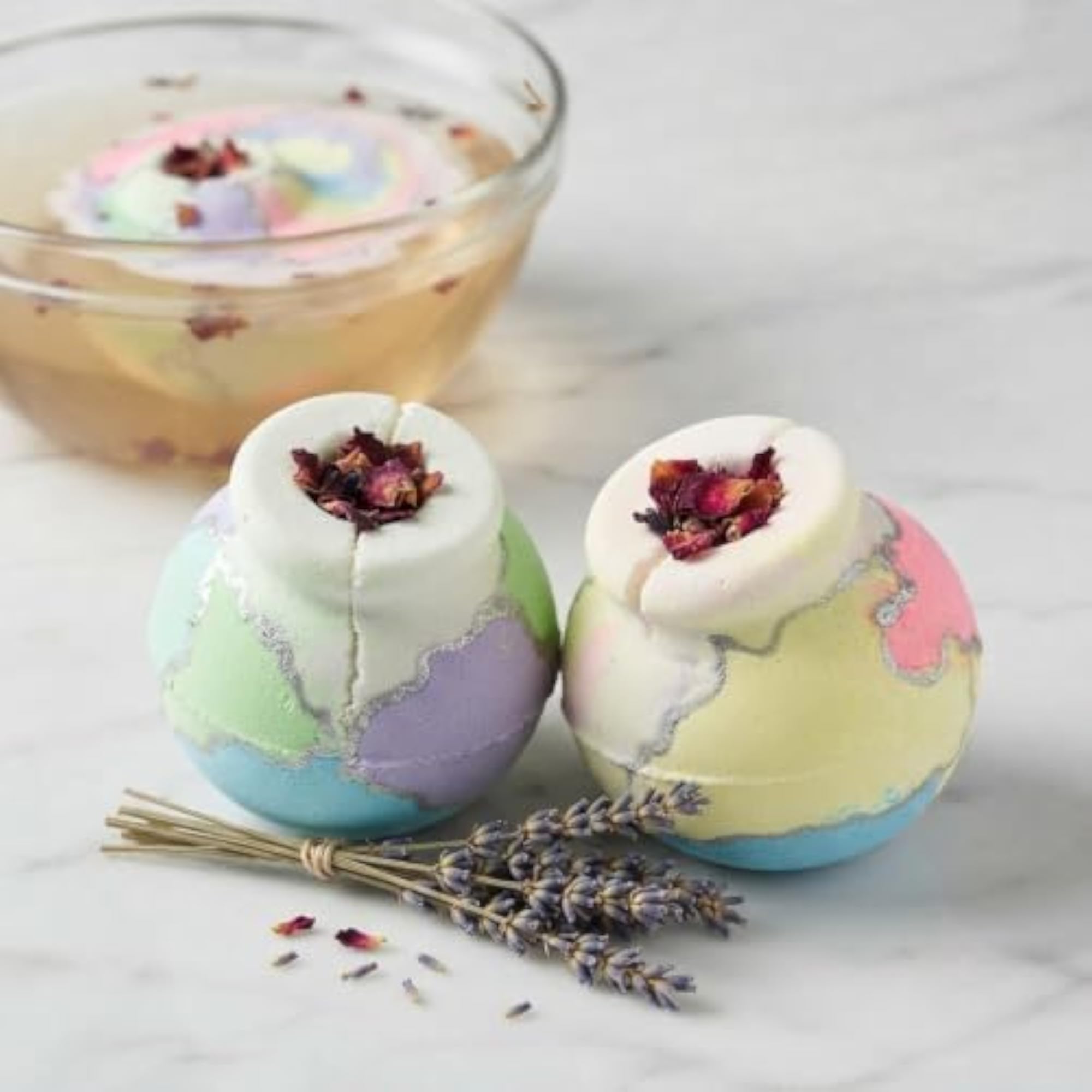 Luxury Handmade Bath Bomb Set with Dried Rose Petals