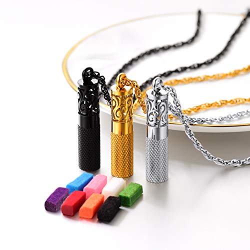 Perfume Locket Round Bottle Pendant Necklace Diffuser Essential Oil Aromatherapy Men Women Jewelry Black Necklace - Image 3