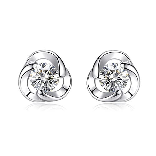 Pendientes de mujer Pendientes de plata de ley con cristal y pendientes para niñas, cristales azules, cristales transparentes