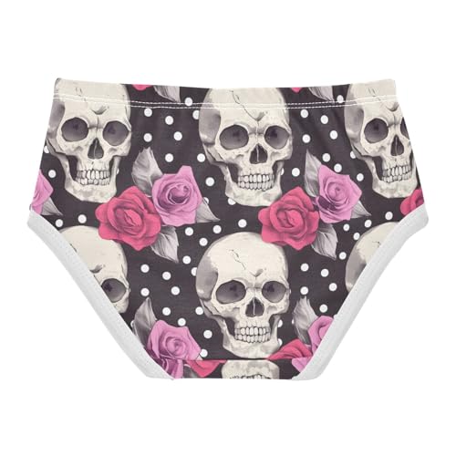 Wusikd Skulls Roses Girls' Underwear Cotton Polka Dots Girls Briefs Soft Toddler Underwear 2T2
