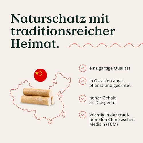 Foto von NATURE LOVE® Wild Yam Kapseln - 180 Wechseljahre Kapseln vegan - Hochdosiert mit 880mg Extrakt (davon 176mg Diosgenin) - laborgeprüft, ohne unerwünschte Zusätze und in Deutschland produziert