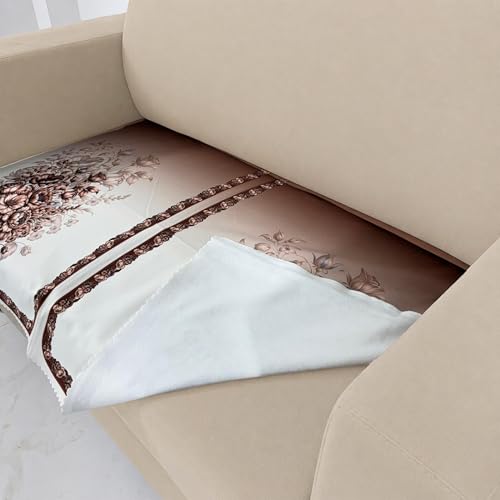 Image of Homerz Premium 'Luxe Series' Holland Velvet Sofa Cover | Smooth Finish | Anti-Skid Fleece Backing | Soft Touch Couch Protector for Living Room (Rust, 2 Seater, Only Seat Cover)