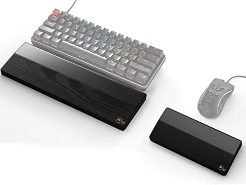 (Keyboard Wrist Rest + Mouse Wrist Rest) Glorious Onyx (Black) Wooden Keyboard Wrist Rest (Compact) + Glorious Onyx (Black) Wooden Mouse Wrist Rest (Bundle)