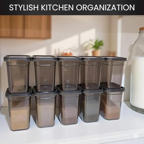 Image of GO STORE Set of 2 Storage Containers, Kitchen Storage Box for Pulses, Cereals, Grains, Dry Fruits, Pantry Organization, Kitchen Accessories Items for Home, Food Grade (1000 ML)
