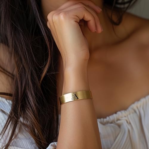 Bracelet manchette lettres fleuries avec prénom personnalisé et initiales - 2