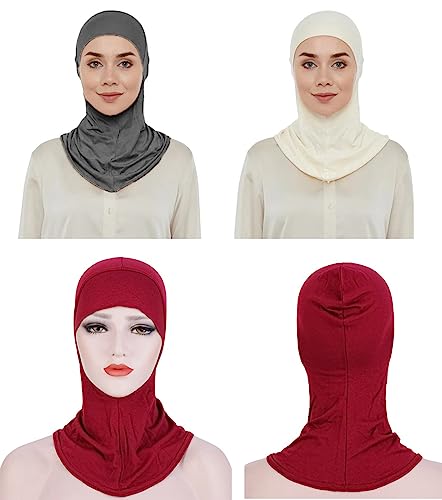 3-9 Pieces Modal Hijab Turban Muslim Hijab Cap Adjustable Muslim Scarf Stretchy Head Scarf for Women4