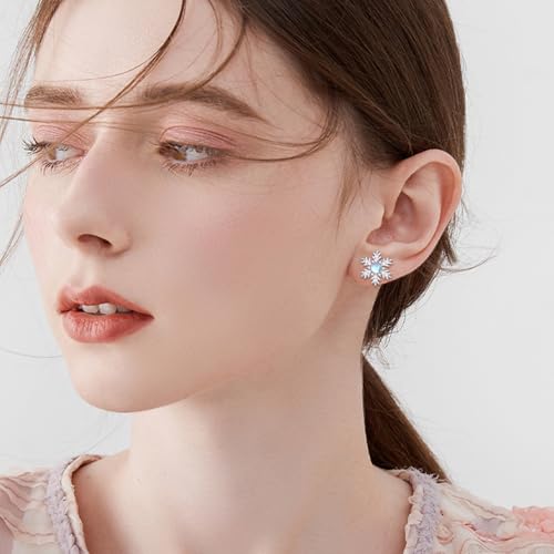 Boucles d'oreilles flocon de neige en argent : cadeau de Noël idéal - 5