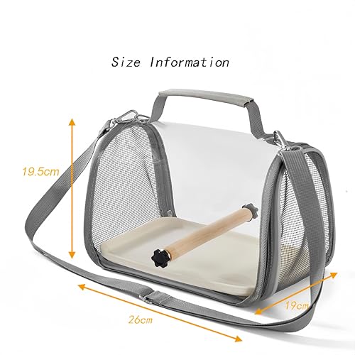 Image of Portable Small Bird Travel Cage Carrier, A Convenient Go Out Solution for Various Birds and Lizard, Featuring a Standing Perch and Comfortable Mat (with Tray).