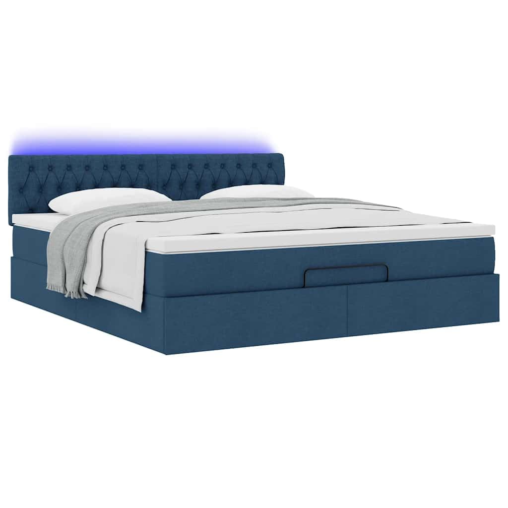 vidaXL Pouf Letto con Materasso e LED Blu 180x200cm in Tessuto