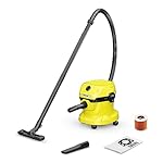 Kärcher Nass-/Trockensauger WD 2 Plus V-12/4/18/C, inkl. Patronenfilter, Vliesfilterbeutel, 1.000 W, Kunststoffbehälter: 12 l, Saugschlauch: 1,8 m, Blasfunktion, Boden- und Fugendüse, Schwarz, Gelb