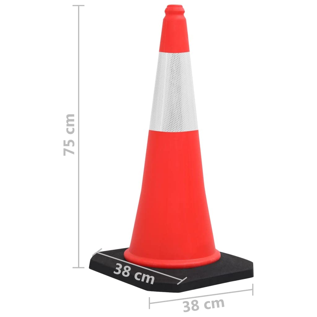 IKAYAA 4 Unidades Bolardos de Control de Tráfico Plástico 75 cm, Conos Trafico Señalizacion, Conos de Tráfico para Uso Doméstico y Comercial. Conos de Prohibido aparcar, Tiras Plateadas Reflectantes