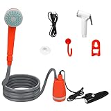 Aufun Campingdusche Akku Camping Dusche Outdoor mit Handbrause, eingebauter 2200mAh wiederaufladbarer Akku, USB-Ladekabel, Wasserpumpe für Camping, Wandern, Reisen, Garten, Strand
