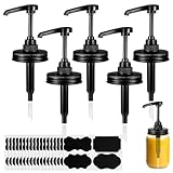 LIQWEI 6 Pack Mason Jar Syrup Dispenser Pump Lids, Coffee Syrup Dispenser for Regular Mouth Mason Jars with Labels Rustproof Food Grade Plastic Pump for Honey Liquid Condiments Ketchup Coffee Glaze