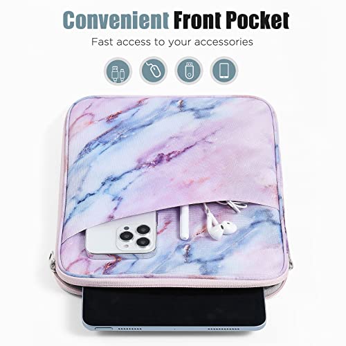 Image of TiMOVO 9-11 inch Tablet Sleeve Bag for iPad 11-inch A16 2025, iPad 10.9 inch /10.2 inch| Air 11 Inch /5th /4th Gen. 10.9 inch, Galaxy Tab A9+ /A11Plus 11 inch, Protective Bag with Pocket,Marble Purple & Blue