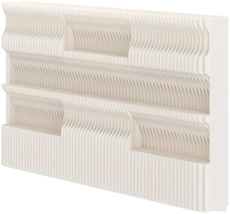 Folding Room Divider with Storage Shelf, Retractable Paper Partition for Home, Salon, Office, Studio, Exhibition - 160x400cm (63x158in) Space Separator