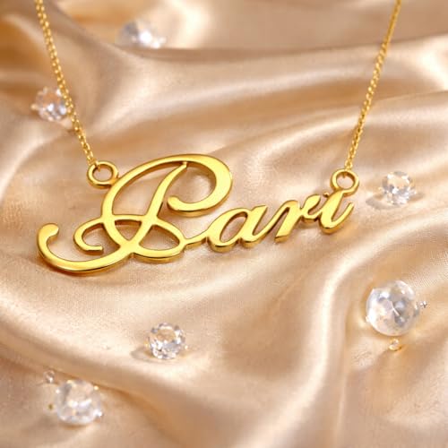 Image of Pari Cursive Gold & Silver Name Pendant Necklace, Best Jewelry Gift for Girls.