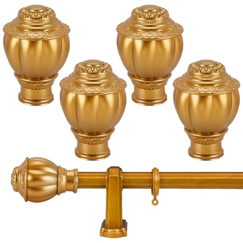 AHANDMAKER 4 Stück Gardinenstangen-Endstücke Goldfarben Endkappe Für Gardinenstange Kunststoff Vintage Fenster Vorhang Stange Dekorative Enden Passend für Durchmesser 28 mm Stangen