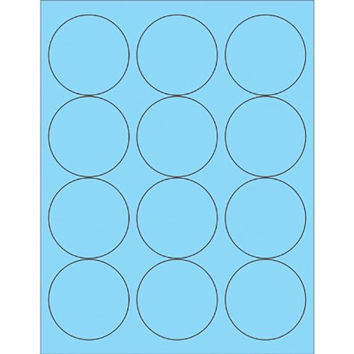 2.5 in. Fluorescent Pastel Blue Circle Laser Labels - Pack of 1200