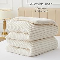 BEDELITE Fleece Queen Comforter Set, Fluffy Bed Set, Cream White — image 6