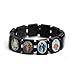 Kysin Chiys 2/4 Pcs Wooden Jesus Virgin Mary Bracelet Saints Rosary Stretch Adjustable Wooden Small Panel Bracelet Religious Saints Jesus Gift for Women Men - 4 pcs