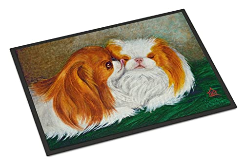 Caroline Tesoros MH1045MAT de Spaniel japonés Best Friends Alfombrilla para Uso en Interiores o al Aire Libre, 18 x 27 , Multicolor