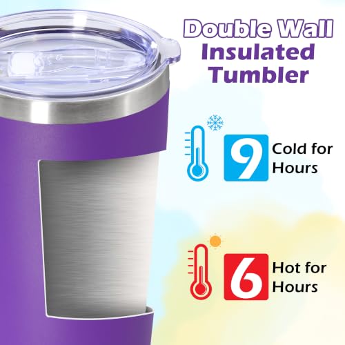 Image of 20oz Tumbler Insulated Tumblers Vacuum Coffee Mug with Lid Purple 6Pack