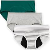 INNERSY Women's Hipster Period Underwear Light Flow Postpartum Teens Menstrual Panties 3-Pack (Classic Elegence,Large)