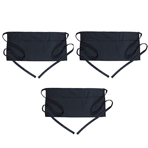 Image of BOHARERS Waist Apron with 3 Pockets 3 Pack - Black Waitress Server Short Apron